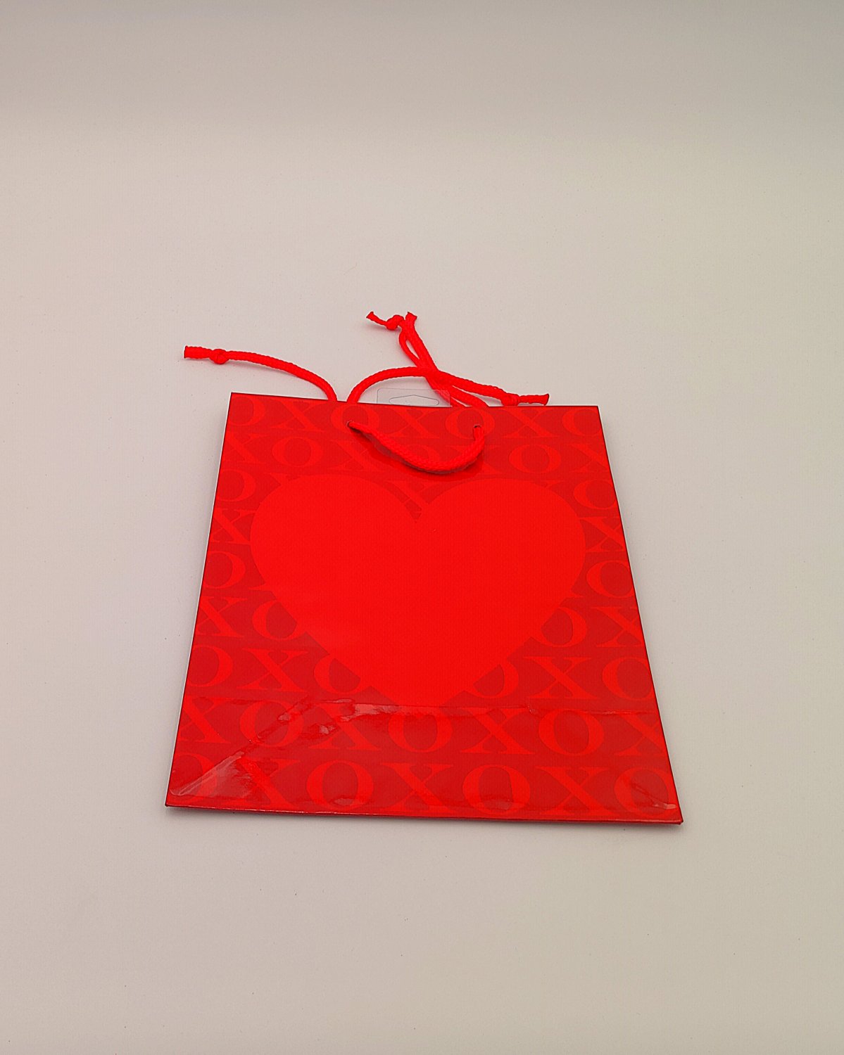 Big Heart XOXO Red Gift Bag with String Handles