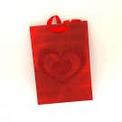 Double Red Heart Glitter Art Gift Bag with Red Ribbon Handles Double Red Heart Glitter Art Gift Bag with Red Ribbon Handles