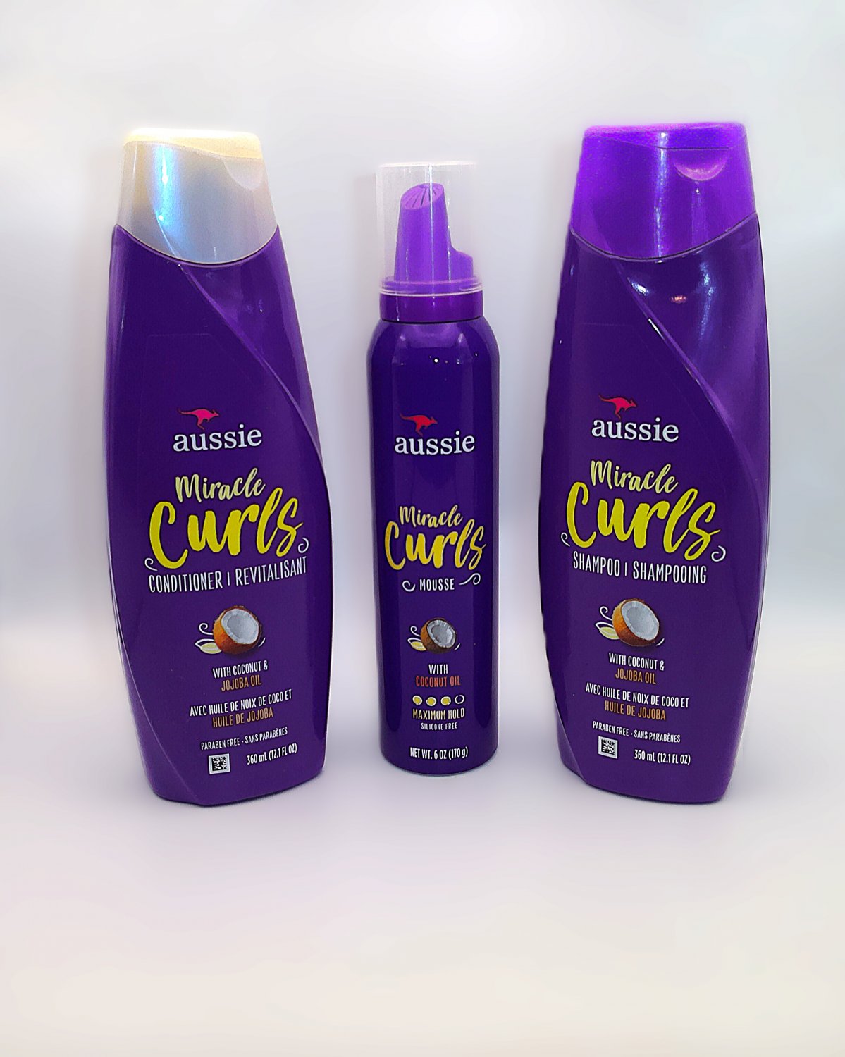 Aussie Miracle Curls System Complete Set of 3 &acirc;�� Shampoo, Conditioner & Mousse New *