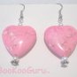Hot Pink Hearts, Heart & Pearl, Earrings, Artisan-crafted, Original Design, Turquoise, BooKooGuru