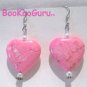Hot Pink Hearts, Heart & Pearl, Earrings, Artisan-crafted, Original Design, Turquoise, BooKooGuru