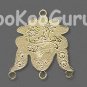 Lazer Lace, gold-plated brass, 25x22mm fancy with 1+3 loops, Focal Drop, BooKooGuru