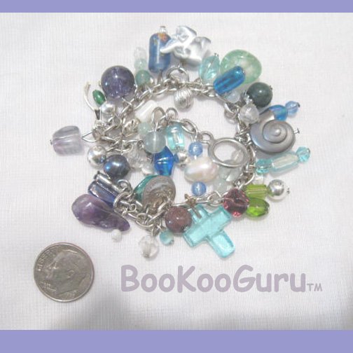 Blue Cha-Cha Bracelet, Original OOAK, Artisan crafted, New, Charm Bracelet, BooKooGuru