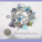 Blue Cha-Cha Bracelet, Original OOAK, Artisan crafted, New, Charm Bracelet, BooKooGuru
