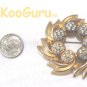 Vintage estate Brooch, Pin, Gold-plated with Rhinestones, Swirling leaves, BooKooGuru