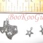 Texas State Charm, Tiny Stars Charms, All Three, Antique Silver, Make Jewelry, BooKooGuru