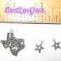 Texas State Charm, Tiny Stars Charms, All Three, Antique Silver, Make Jewelry, BooKooGuru