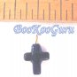 Blue Cross Fiber Optic Glass Charm, Pendant, Make Jewelry, BooKooGuru