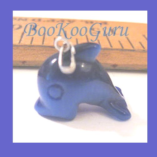 Sea Blue Whale Fiber Optic Charm or Pendant, Great Light Reflection, Make Jewelry, BooKooGuru