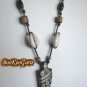 Arrowhead Pendant, Beaded on Leather, African Trade Beads, Goth