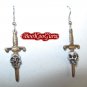 Skull and Dagger Earrings, Custom Designed, Three-dimensional