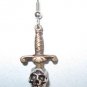 Skull and Dagger Earrings, Custom Designed, Three-dimensional