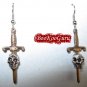 Skull and Dagger Earrings, Custom Designed, Three-dimensional