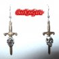 Skull and Dagger Earrings, Custom Designed, Three-dimensional