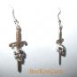 Skull and Dagger Earrings, Custom Designed, Three-dimensional
