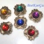 Set of 6 Vintage Button Covers, Bright Colors, Goldtone, Near mint