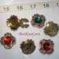 Set of 6 Vintage Button Covers, Bright Colors, Goldtone, Near mint