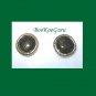 Set of 2 Vintage Button Covers, Green Tigereye Stone, Goldtone, Near mint