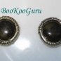 Set of 2 Vintage Button Covers, Green Tigereye Stone, Goldtone, Near mint