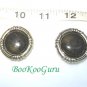 Set of 2 Vintage Button Covers, Green Tigereye Stone, Goldtone, Near mint
