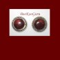 Set of 2 Vintage Button Covers, Brown Woodgrain Stone, Goldtone, Near mint