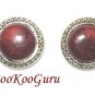 Set of 2 Vintage Button Covers, Brown Woodgrain Stone, Goldtone, Near mint