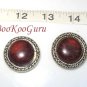 Set of 2 Vintage Button Covers, Brown Woodgrain Stone, Goldtone, Near mint