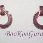 Purple Enamel Hoop Earrings, Vintage, Classic Style, Goldtone, BooKooGuru