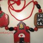 Wooden and Beaded Teacher Necklace, Handmade, Handpainted Blocks,Apple,Schoolhouse,Blackboard