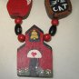 Wooden and Beaded Teacher Necklace, Handmade, Handpainted Blocks,Apple,Schoolhouse,Blackboard