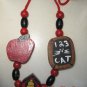 Wooden and Beaded Teacher Necklace, Handmade, Handpainted Blocks,Apple,Schoolhouse,Blackboard