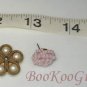Pair of Items, Pink Beaded Stud Earring, Pearls on Goldtone Flower, BooKooGuru, Vintage Jewelry