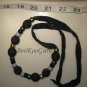 Black Fabric and Beads Necklace, Handmade, Teacher-approved, BooKooGuru, Vintage Jewelry