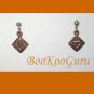Limited Edition Copper, Silver Earrings, Diamond Shaped, Heart Center Cut-out, Vintage Jewelry