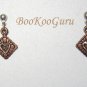 Limited Edition Copper, Silver Earrings, Diamond Shaped, Heart Center Cut-out, Vintage Jewelry