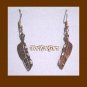 Feather Earrings, Southwest Style, Copper Color with Gecko Engraved, Rare, Vintage Jewelry