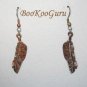 Feather Earrings, Southwest Style, Copper Color with Gecko Engraved, Rare, Vintage Jewelry