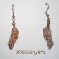Feather Earrings, Southwest Style, Copper Color with Gecko Engraved, Rare, Vintage Jewelry