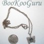 Butterfly Necklace, Silver Tone, Green Swirl Mother of Pearl Center Stone, Vintage Jewelry