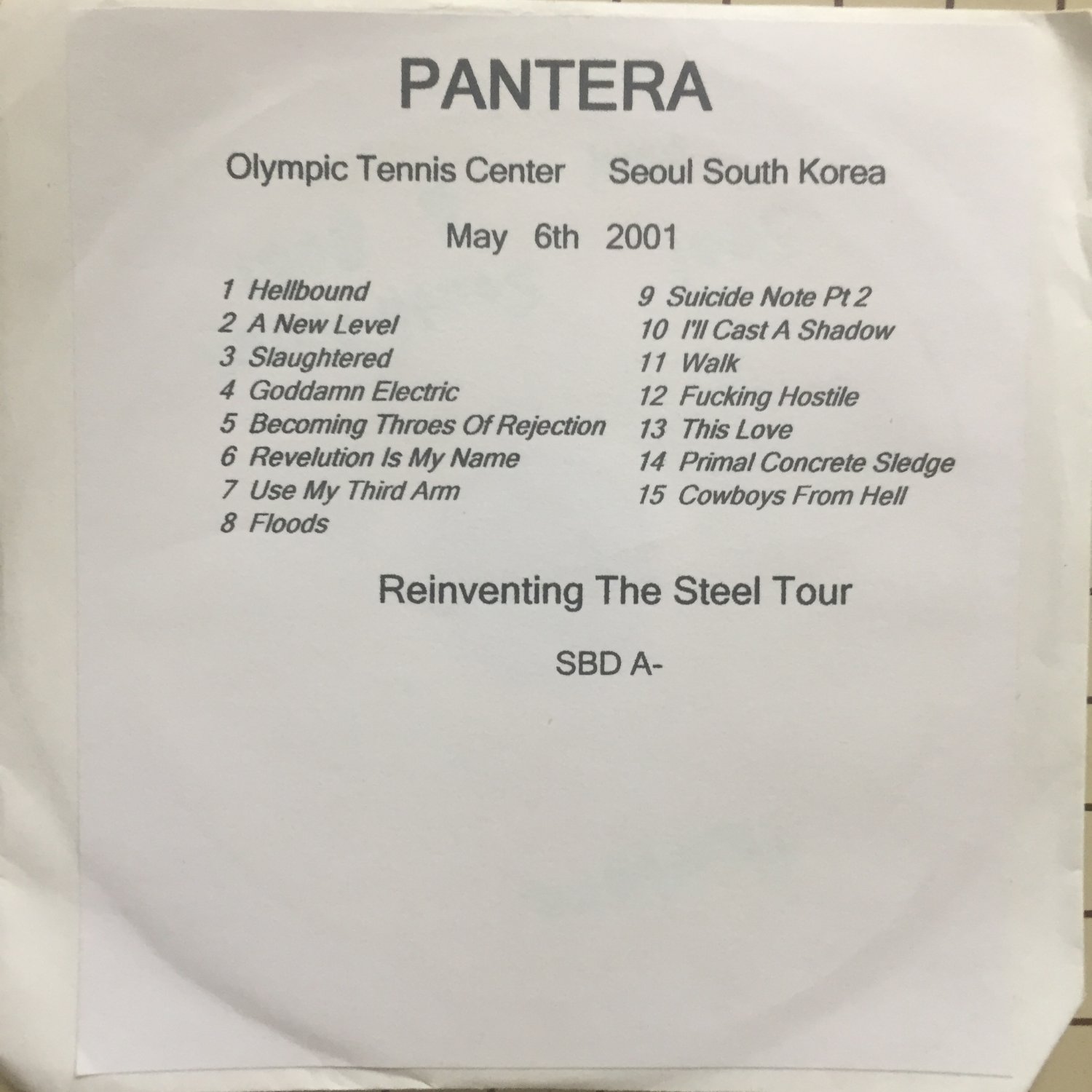 Pantera CD Seoul South Korea 2001