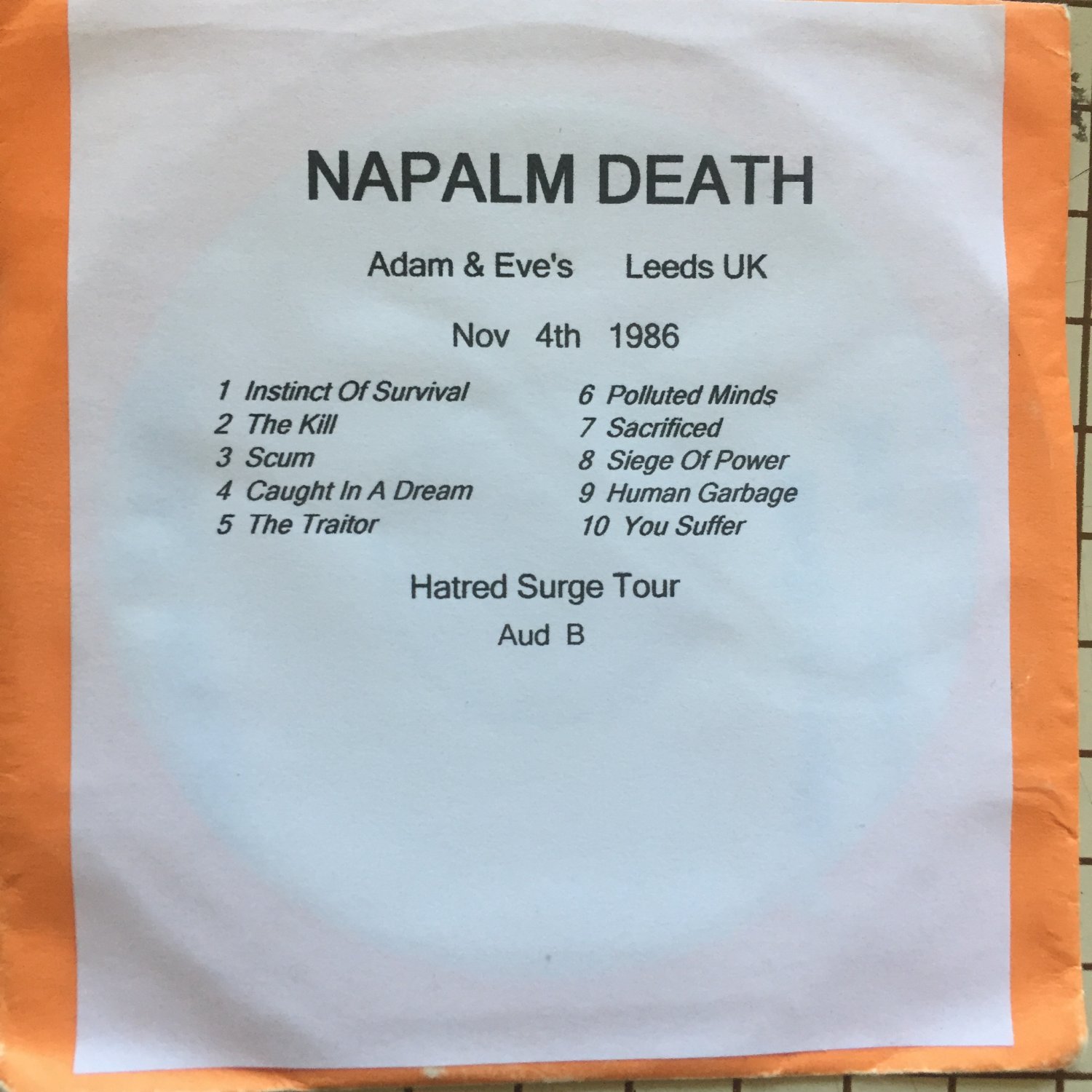 Napalm Death cd Live Leeds UK 1986