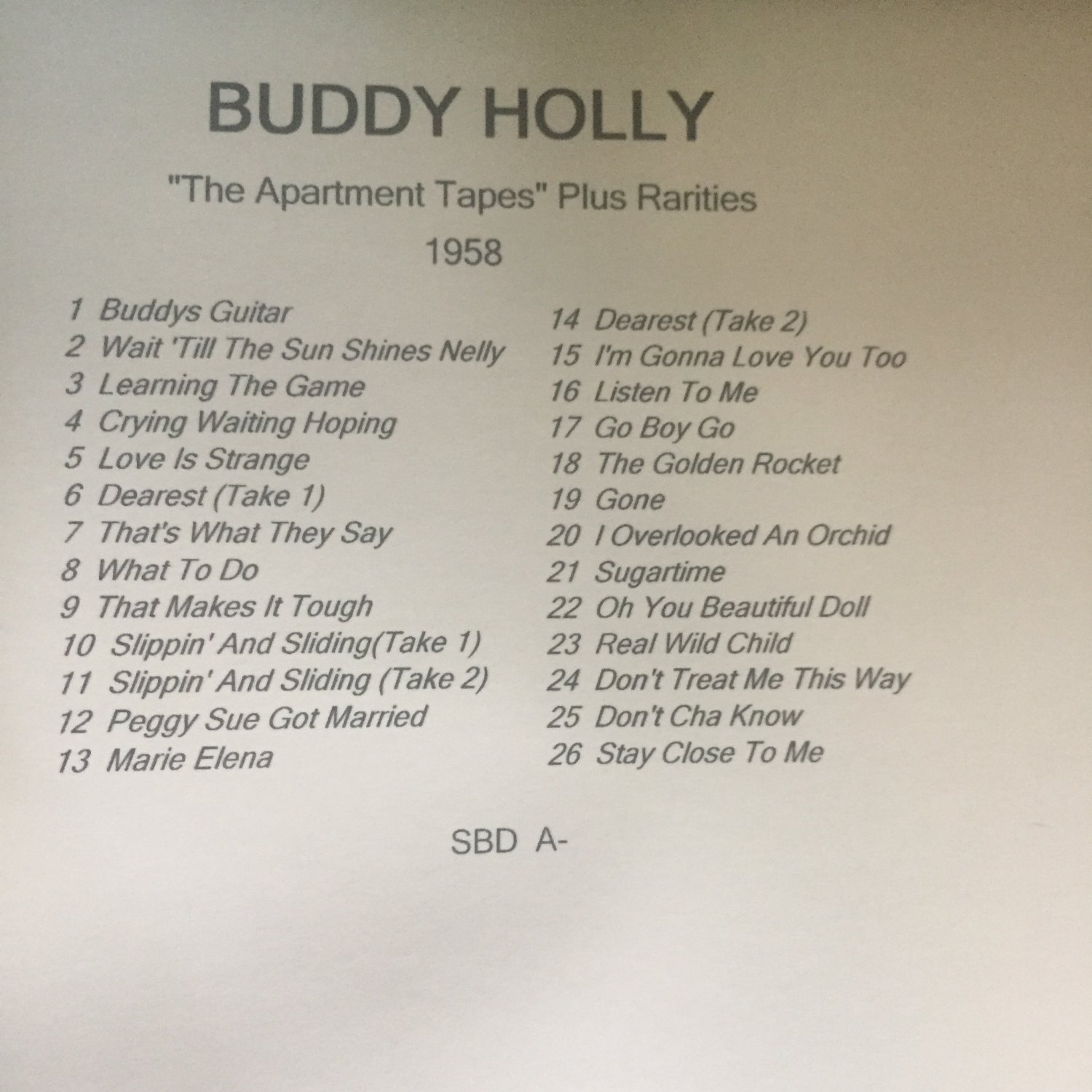 Buddy Holly cd “The Apartment Tapes” 1958 + Rarities