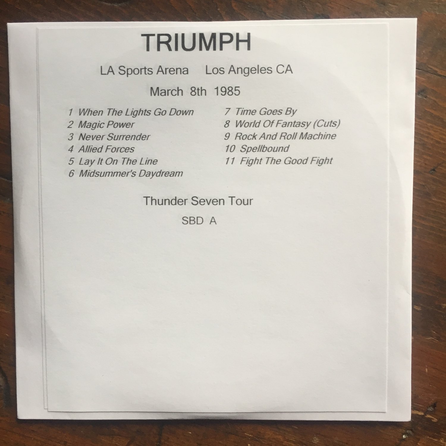 Triumph 2 cd Los Angeles CA 1985 Thunder Seven tour