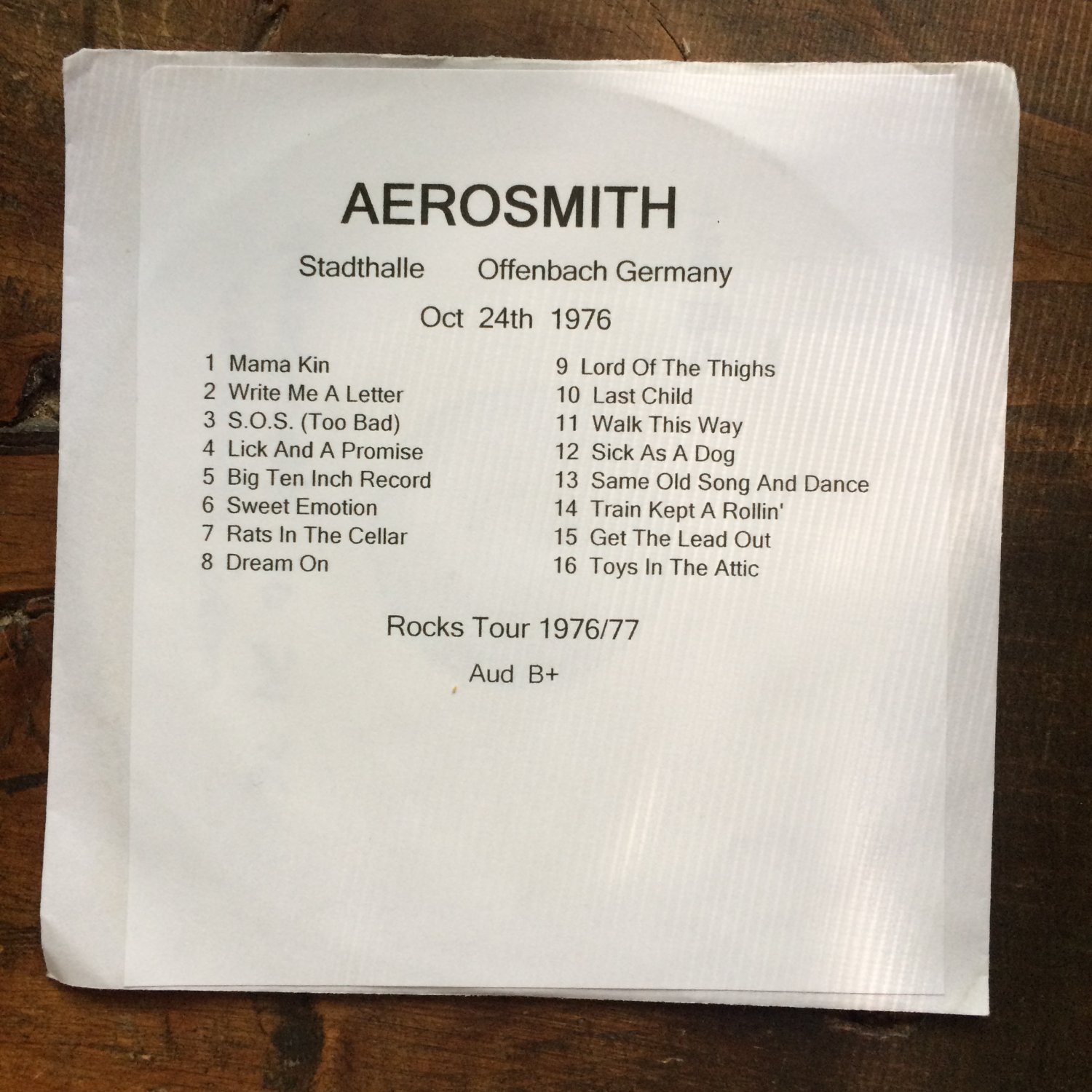 Aerosmith cd Offenbach Germany 1976 Rocks tour