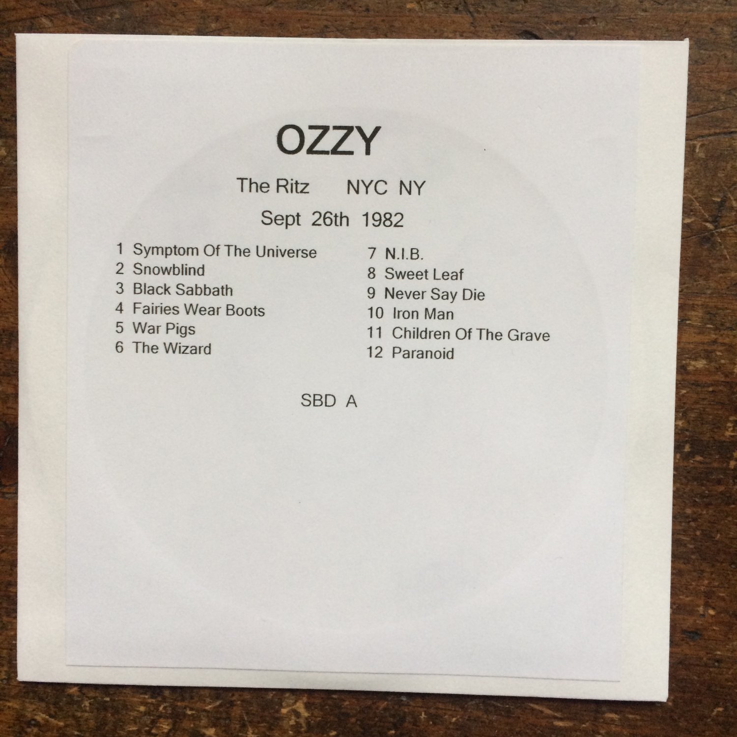ozzy osbourne the ritz 1982