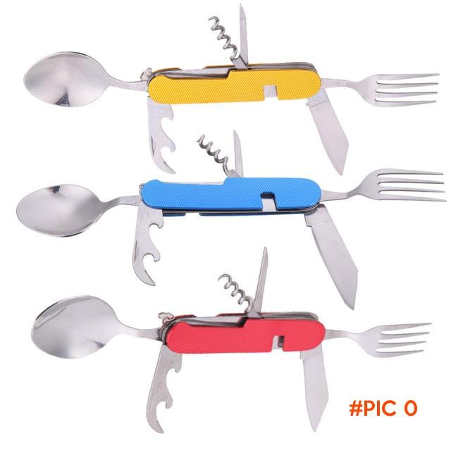 Outdoor Camping Hiking Multi Tool 3 in 1 Stainless Steel Folding Spoon