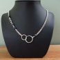 Sterling Silver and Genuine Snowflake Obsidian Gemstone Infinity Necklace