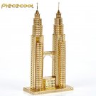 Piececool 3D Metal Puzzle Petronas Twin Towers Building P006G DIY 3D Laser Cut Models Toys - Gold