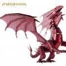 Piececool 3D Metal Puzzle Dragon Flame P071R DIY 3D Laser Cut Toys - Red