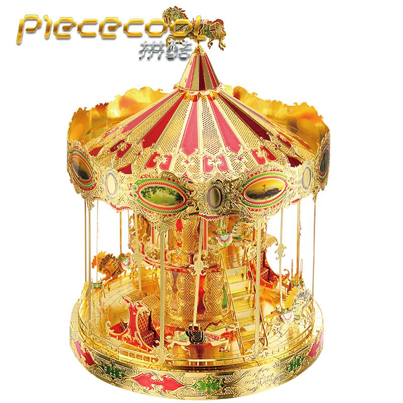 Piececool 3D Metal Puzzle Merry GO Around Carousel Model Kit P082-GRN ...